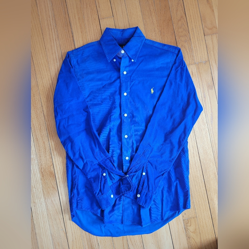 Ralph Lauren Classic Fit Corduroy Shirt Royal Blue Mens Small